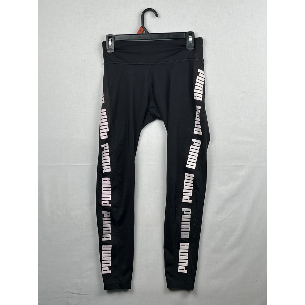 Puma Leggings Womens Small Logo Tape High Rise Athletic Tights Black‎